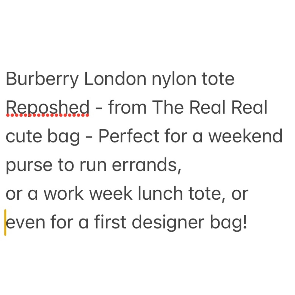 Burberry London nylon tote
Approx. 10.5x9x3.5
Cute for on the go
Made in Italy - Picture 9 of 12